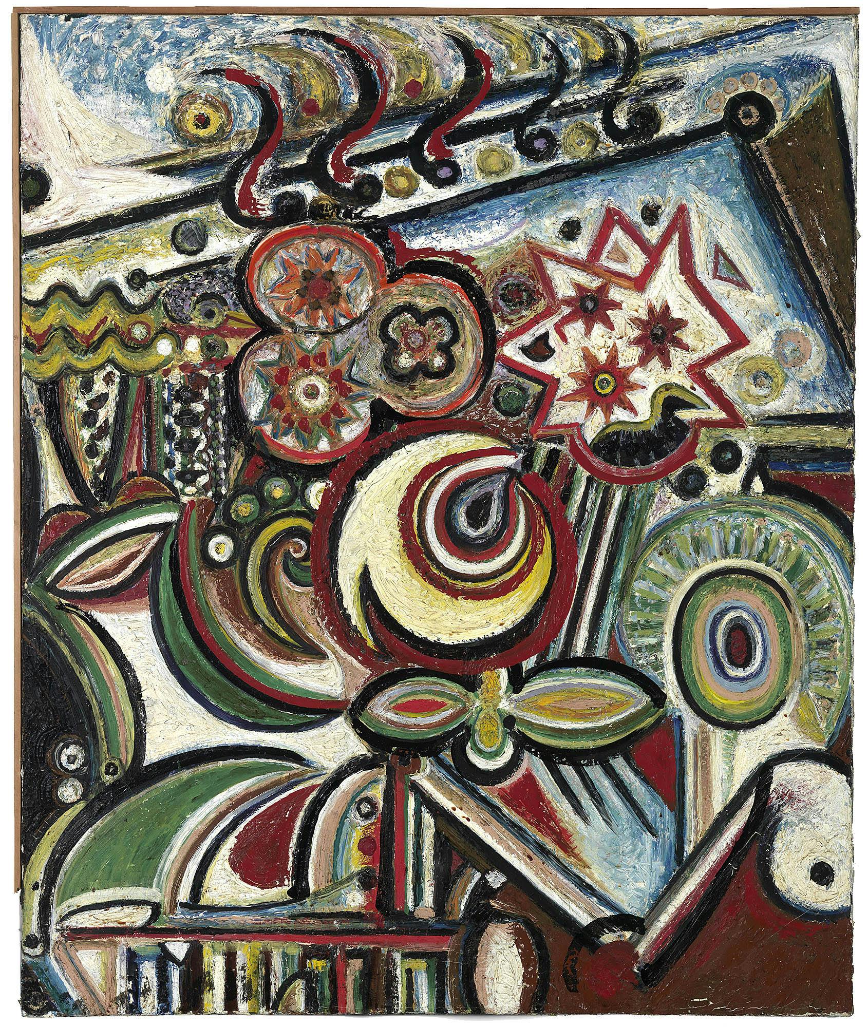 _Play of Fire_, 1944, oil on canvas, 36 ¼ x 30 in (92.1 x 76.2 cm), Smith College Museum of Art, Northampton, MA, Gift of Jonathan Marshall (1955:17)
 – The Richard Pousette-Dart Foundation