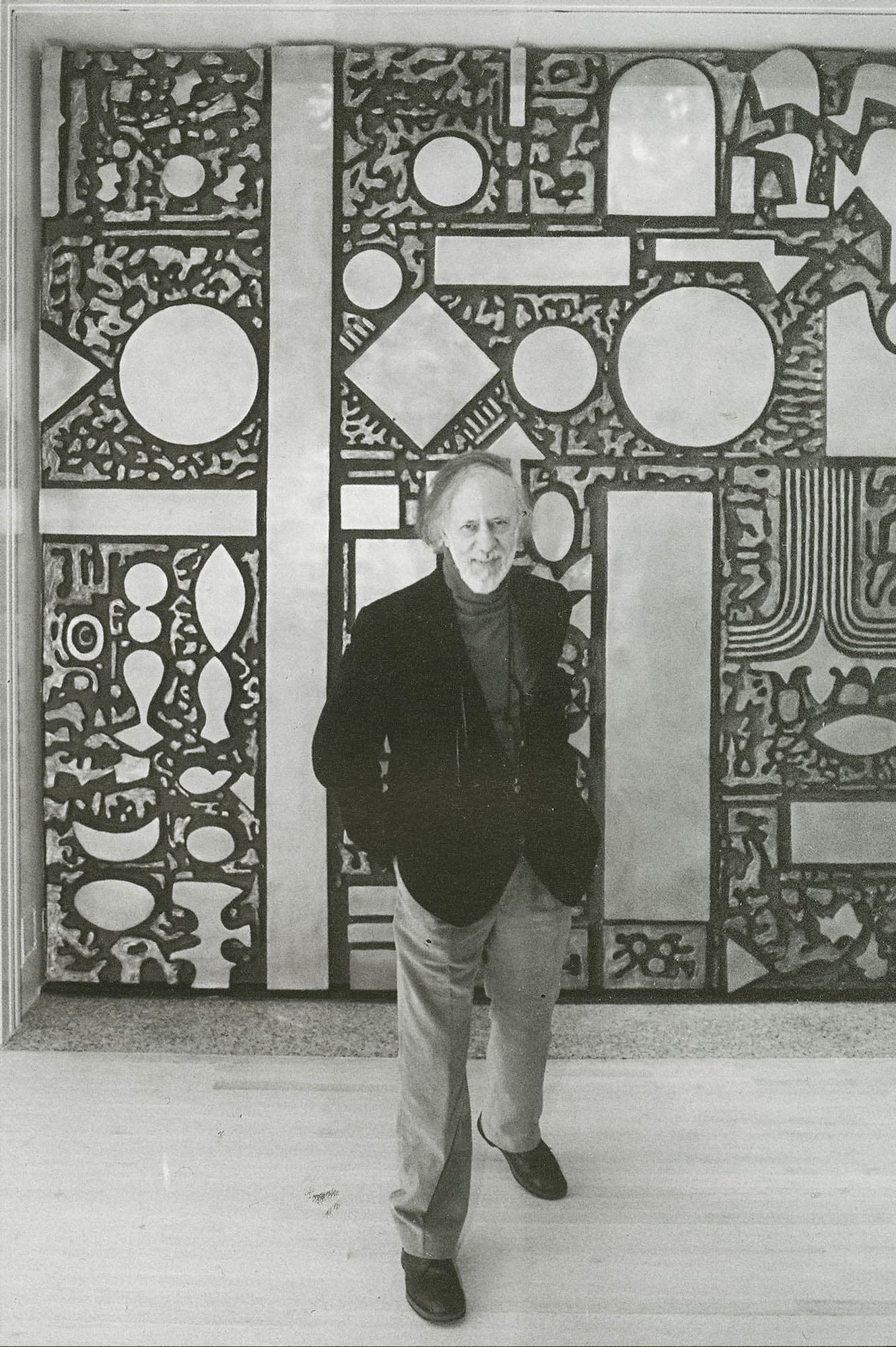 Richard Pousette-Dart with _Cathedral_, 1990, bronze, 120 x 120 x 11 in. (304.8 x 304.8 x 27.9 cm). Indianapolis Museum of Art, Ind., Gift of Robert S. Ashby, Susan Gatch Ashby, and Richard Pousette-Dart (1991.40)
– The Richard Pousette-Dart Foundation