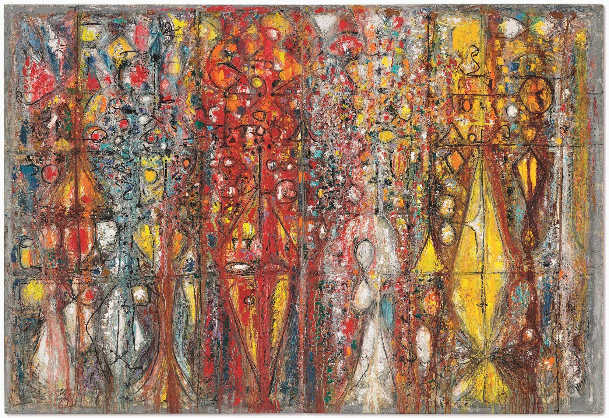 _Blood Wedding_, 1958, oil on linen, 72 x 112 in. (182.9 x 284.5 cm) Diptych
– The Richard Pousette-Dart Foundation