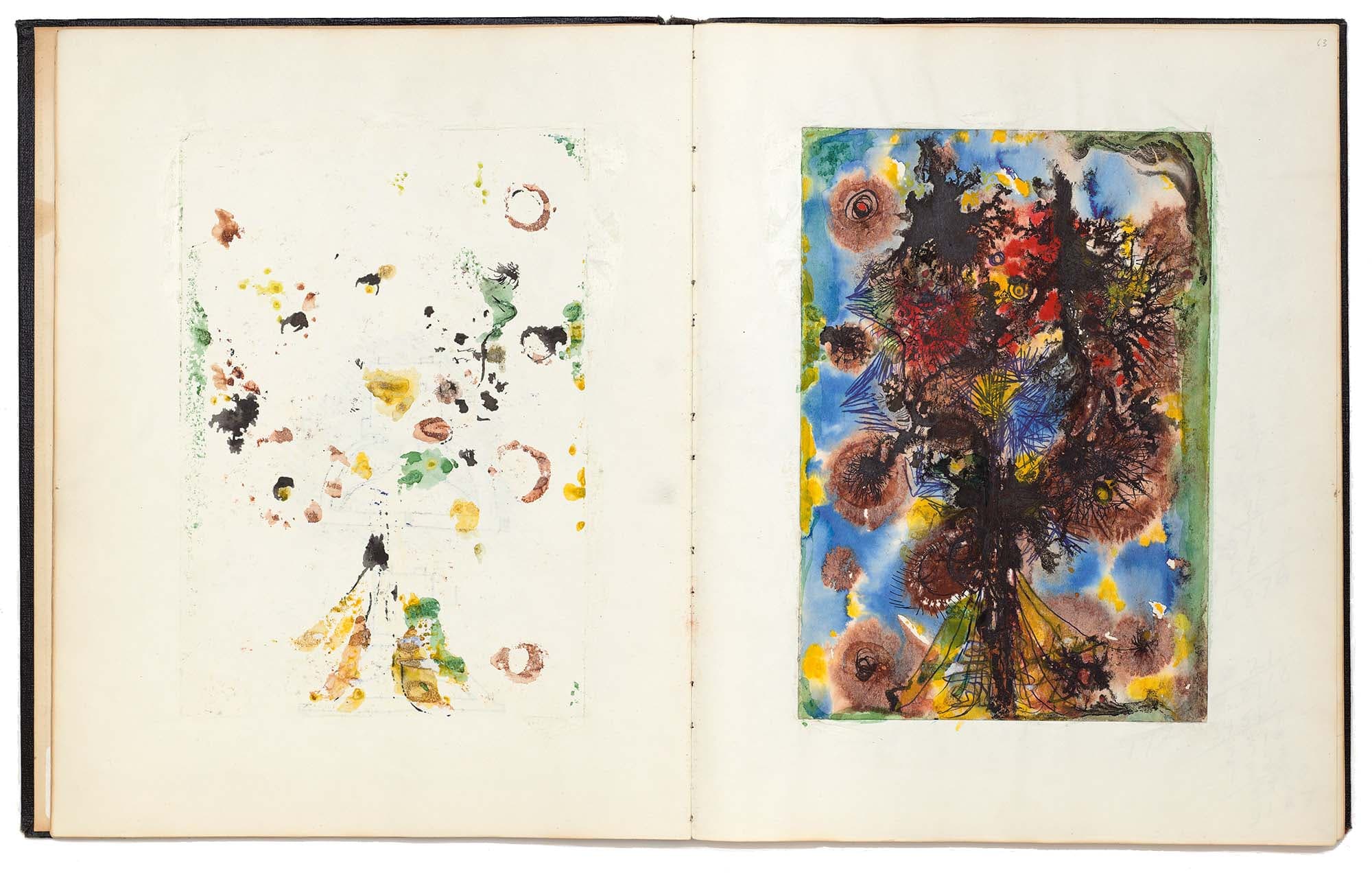 Notebook B-180, 1954-65, Black sketch book, 13 ¾ X 10 7/8 in. (34.9 x 27.6 cm)
– The Richard Pousette-Dart Foundation