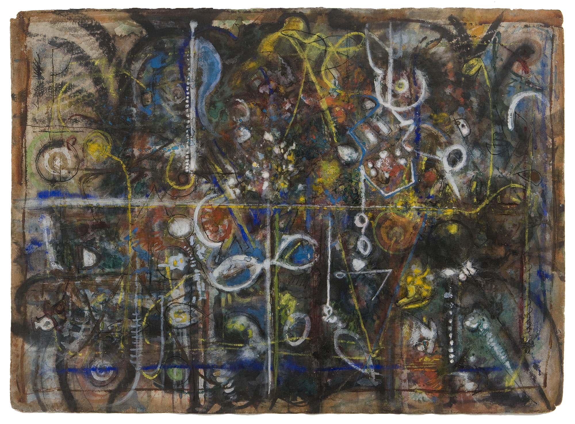 Noises of the City, 1940, Watercolor gouache, pen, ink, and graphite on paper, 23 1/2 x 31 in. (59.7 x 78.7 cm)
Whitney Museum of American Art, New York, Purchase, with funds from the Drawing Committee (2001.21)
– The Richard Pousette-Dart Foundation