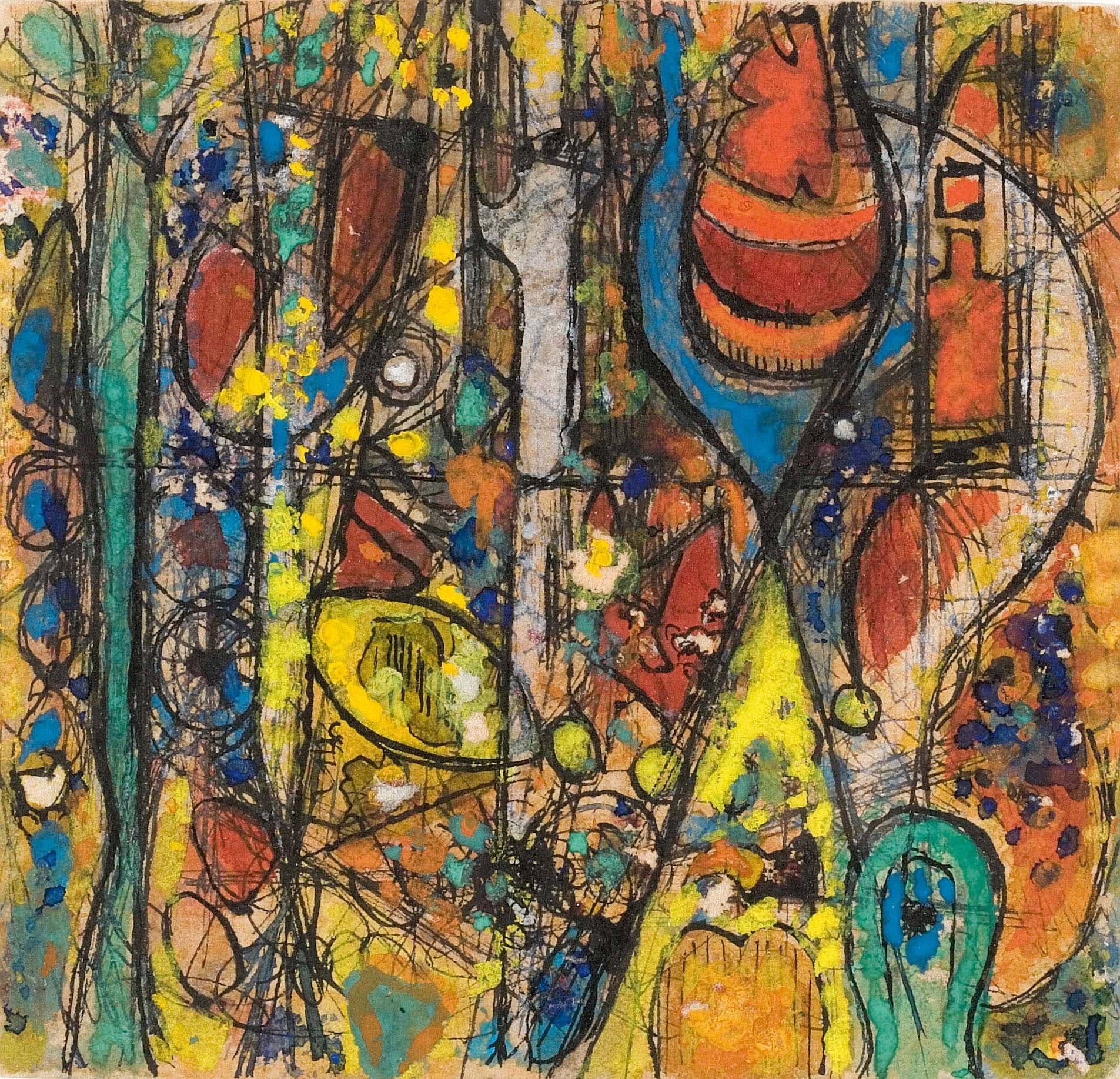 Jane, 1940, Watercolor ink, and gouache on paper, 4 5/8 x 4 3/4 in. (11.7 x 12.1 cm)
Los Angeles County Museum of Art, Gift of the Estate of Richard Pousette-Dart (M.2005.148.2)
– The Richard Pousette-Dart Foundation