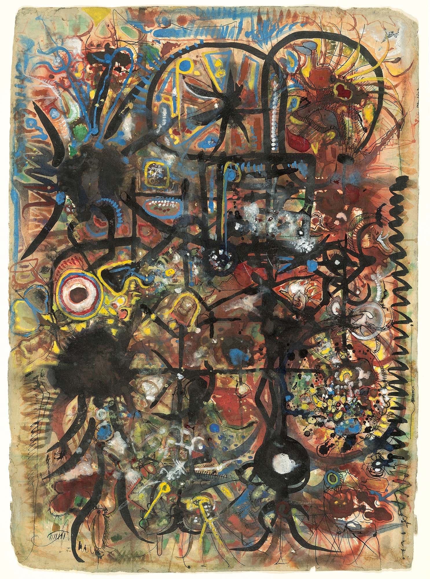 Garnet Realm
1941–43
Gouache pen, ink, and graphite on wove paper
31 5/8 x 22 3/4 in. (80.3 x 57.8 cm)
Philadelphia Museum of Art. 2012
– The Richard Pousette-Dart Foundation