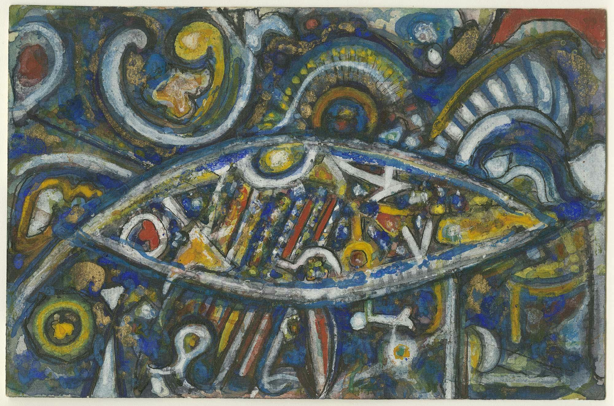 Blue Fantasy
1941–43
Gouache ink, and graphite on paper
5 7/8 x 9 in. (15.1 x 22.9 cm)
 – The Richard Pousette-Dart Foundation