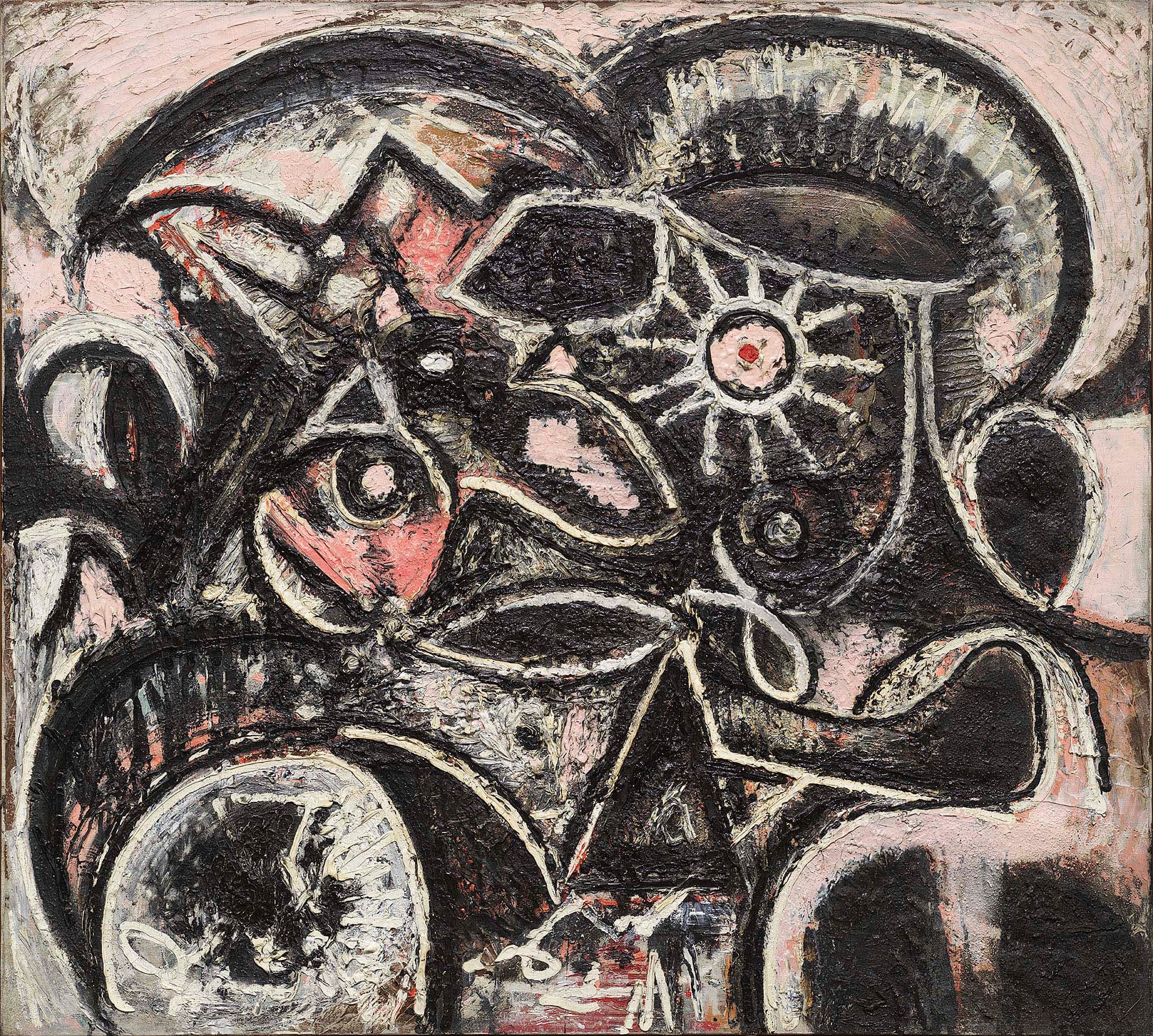 Eagle's Nest, 1946, Oil on linen, 36 1/8 x 39 7/8 in. (91.8 x 101.3 cm)
– The Richard Pousette-Dart Foundation