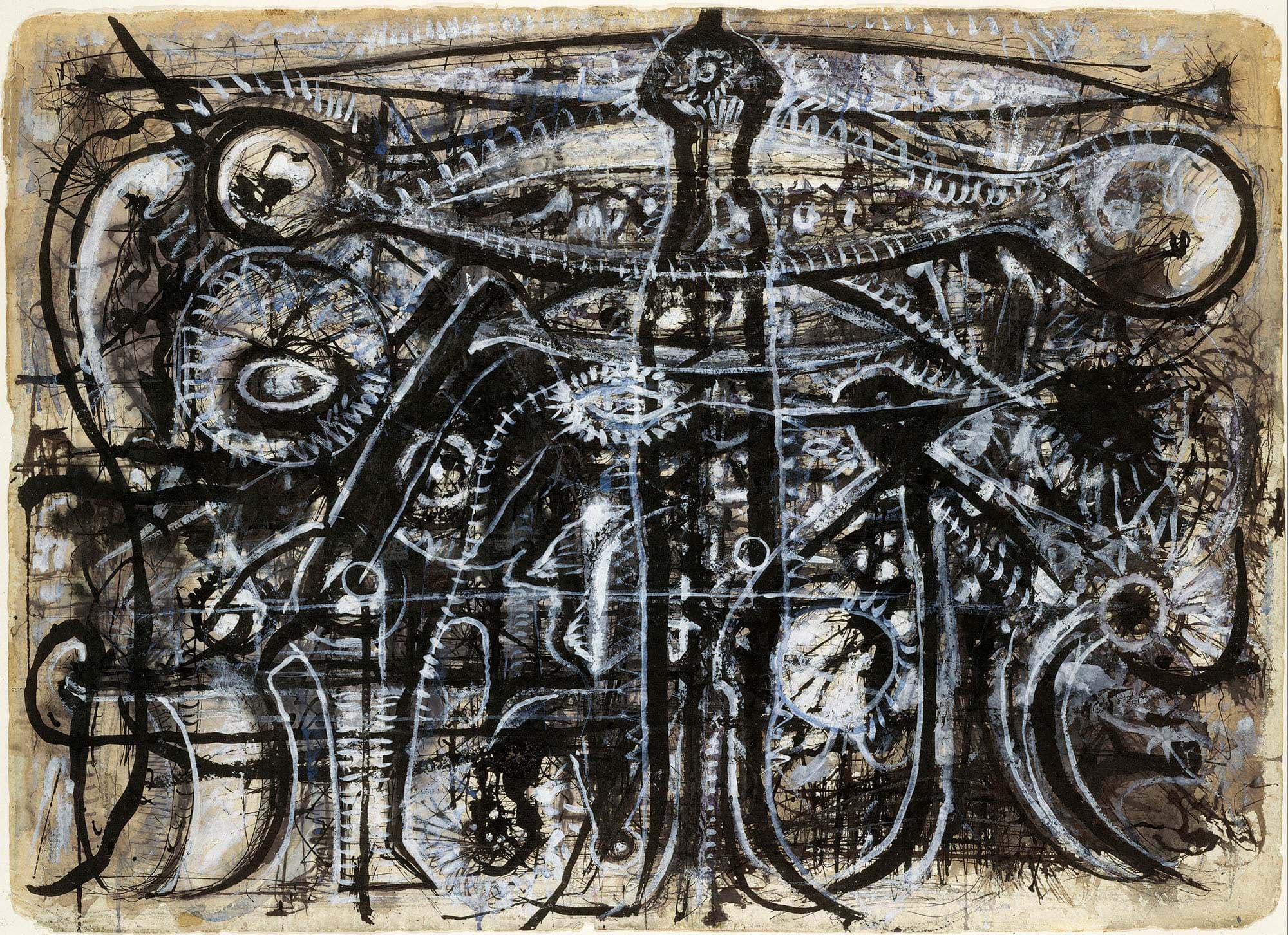 Undulation Series, c. 1941–44, Gouache watercolor, and ink on paper, 22 1/2 x 32 1/4 in. (57.2 x 81.9 cm)
The Metropolitan Museum of Art, New York, Anonymous Gift (1991.476.1)
– The Richard Pousette-Dart Foundation
