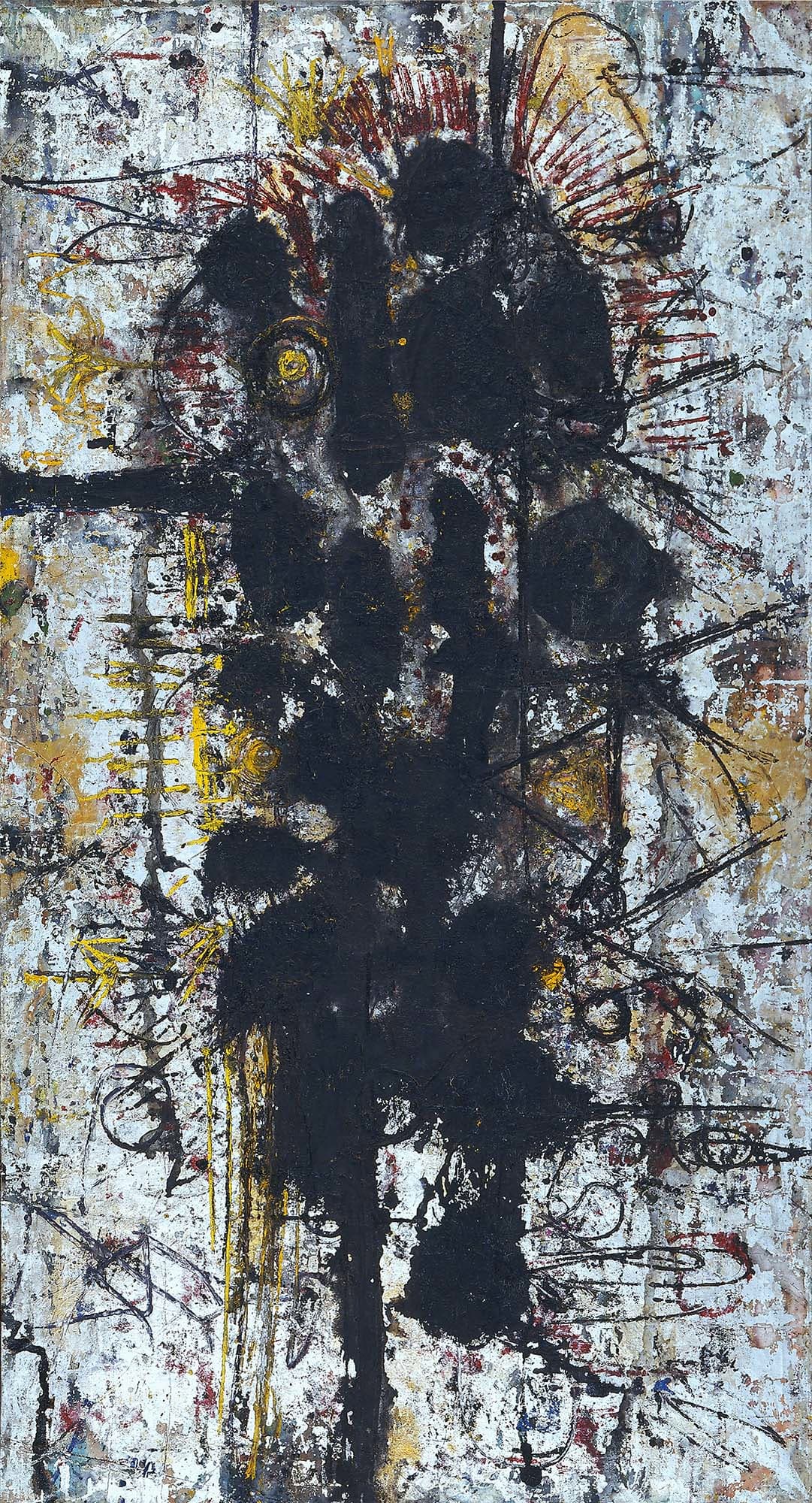 Number 19, 1951
Oil and metallic paint on linen, 92 3/8 x 49 1/2 in. (234.6 x 125.7 cm)
Fine Arts Museums of San Francisco: de Young Legion of Honor
– The Richard Pousette-Dart Foundation
