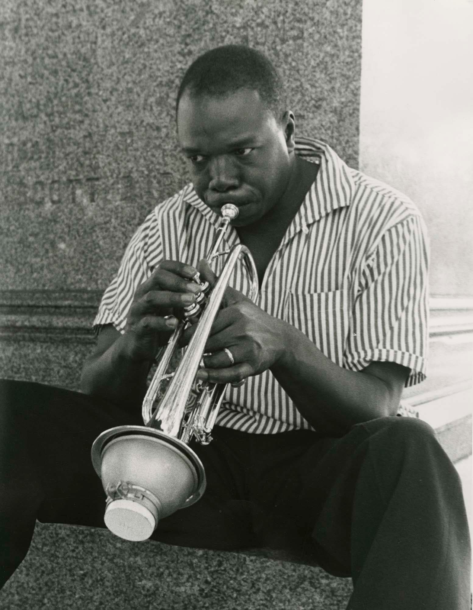 Thad Jones, 1955, Gelatin silver print, 13 3/4 x 10 7/8 in. (34.9 x 27.6 cm)
– The Richard Pousette-Dart Foundation
