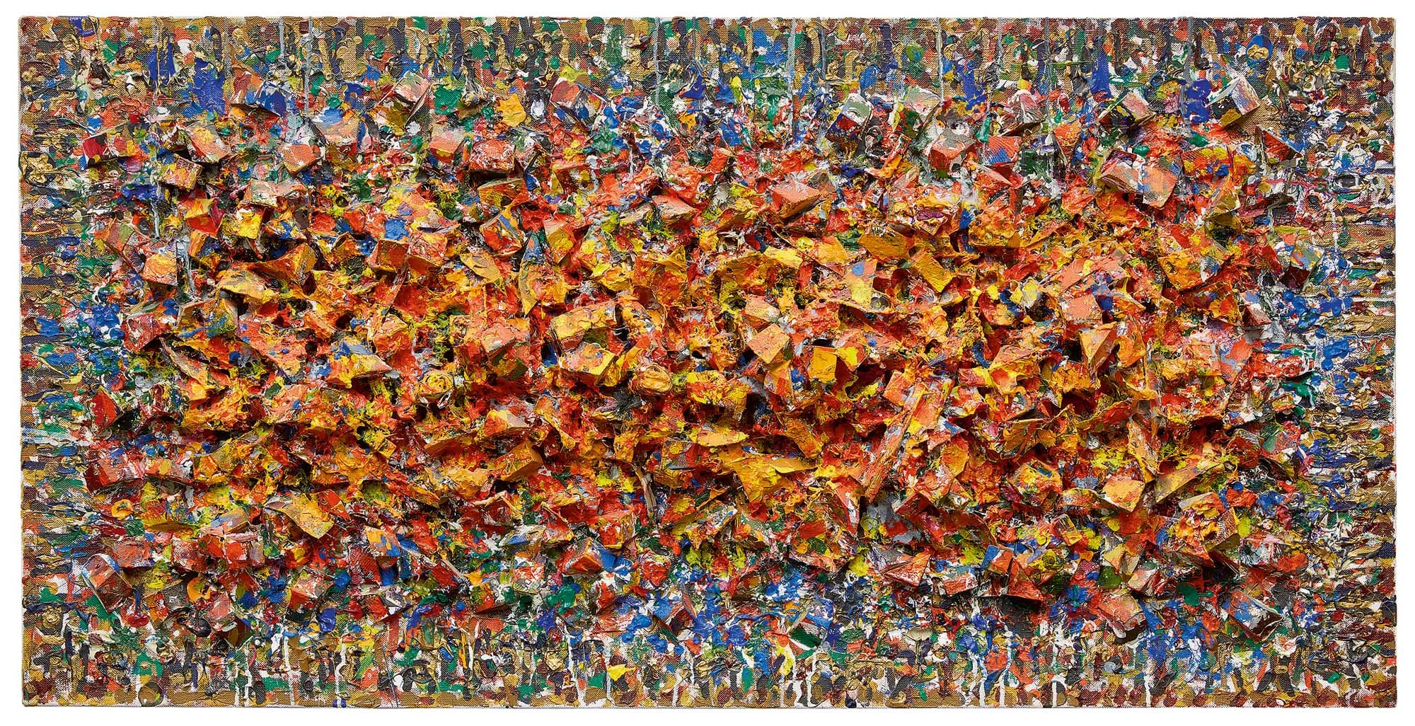 Golden Crystal, 1986, Acrylic and mixed media on linen, 33 x 66 in. (83.8 x 167.6 cm)
– The Richard Pousette-Dart Foundation