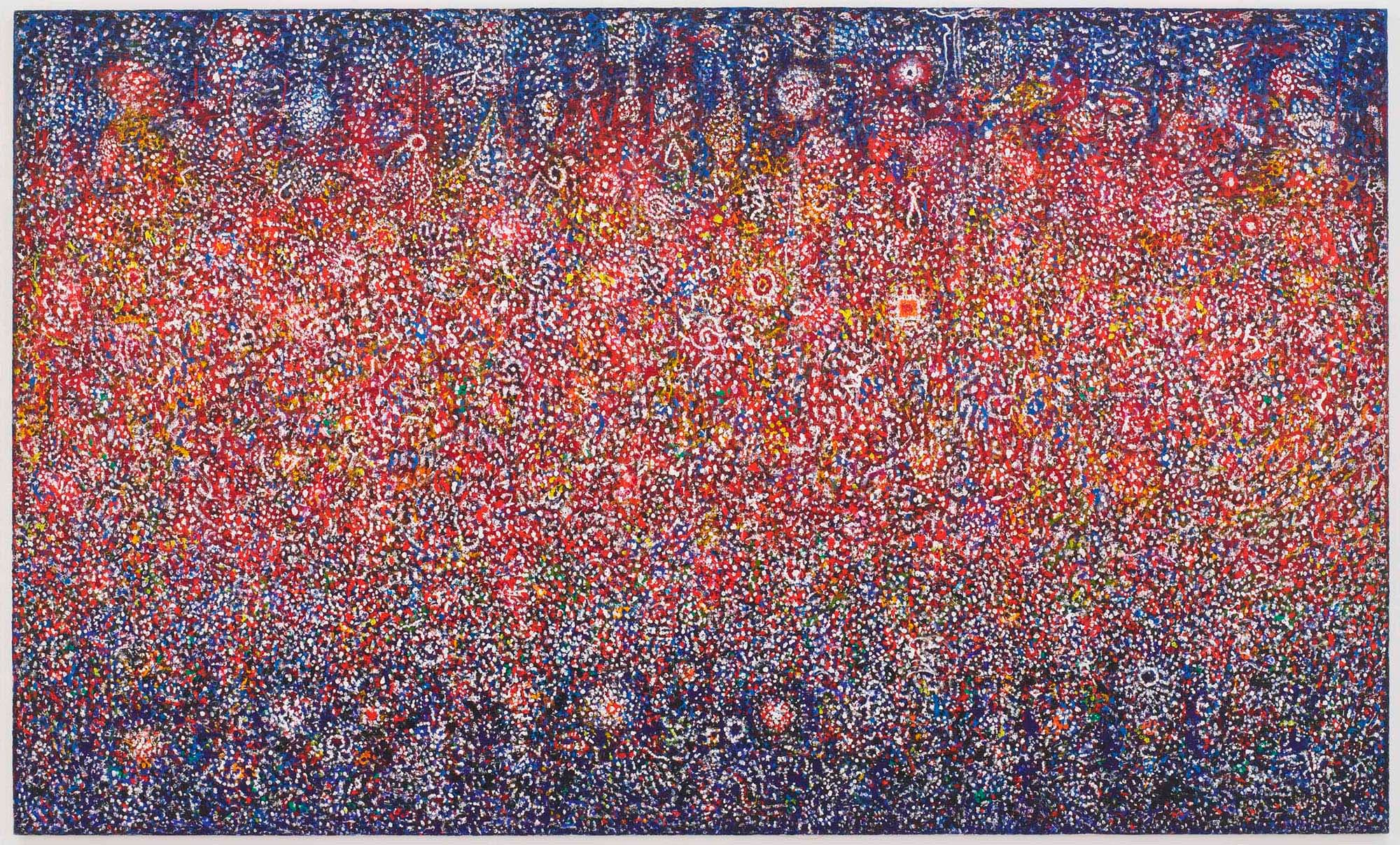 Celebration Birth, 1975–76, Acrylic on linen, 72 1/8 x 120 1/8 in. (183.2 x 305.1 cm)
– The Richard Pousette-Dart Foundation