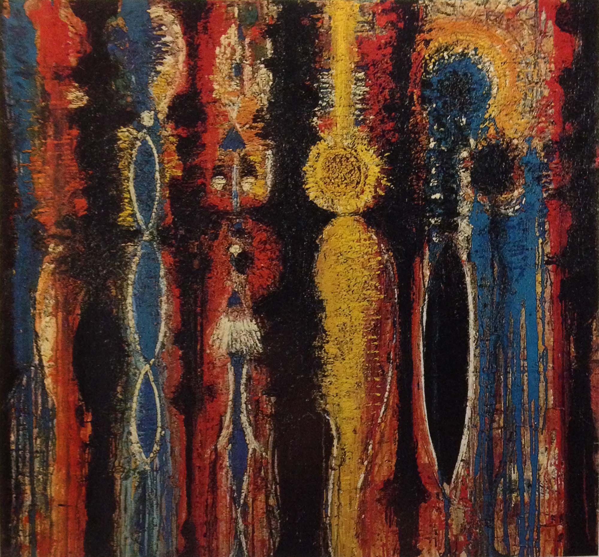 Quartette, 1950, Oil on canvas, 55 x 60 in. (139.7 x 152.4 cm)
– The Richard Pousette-Dart Foundation
