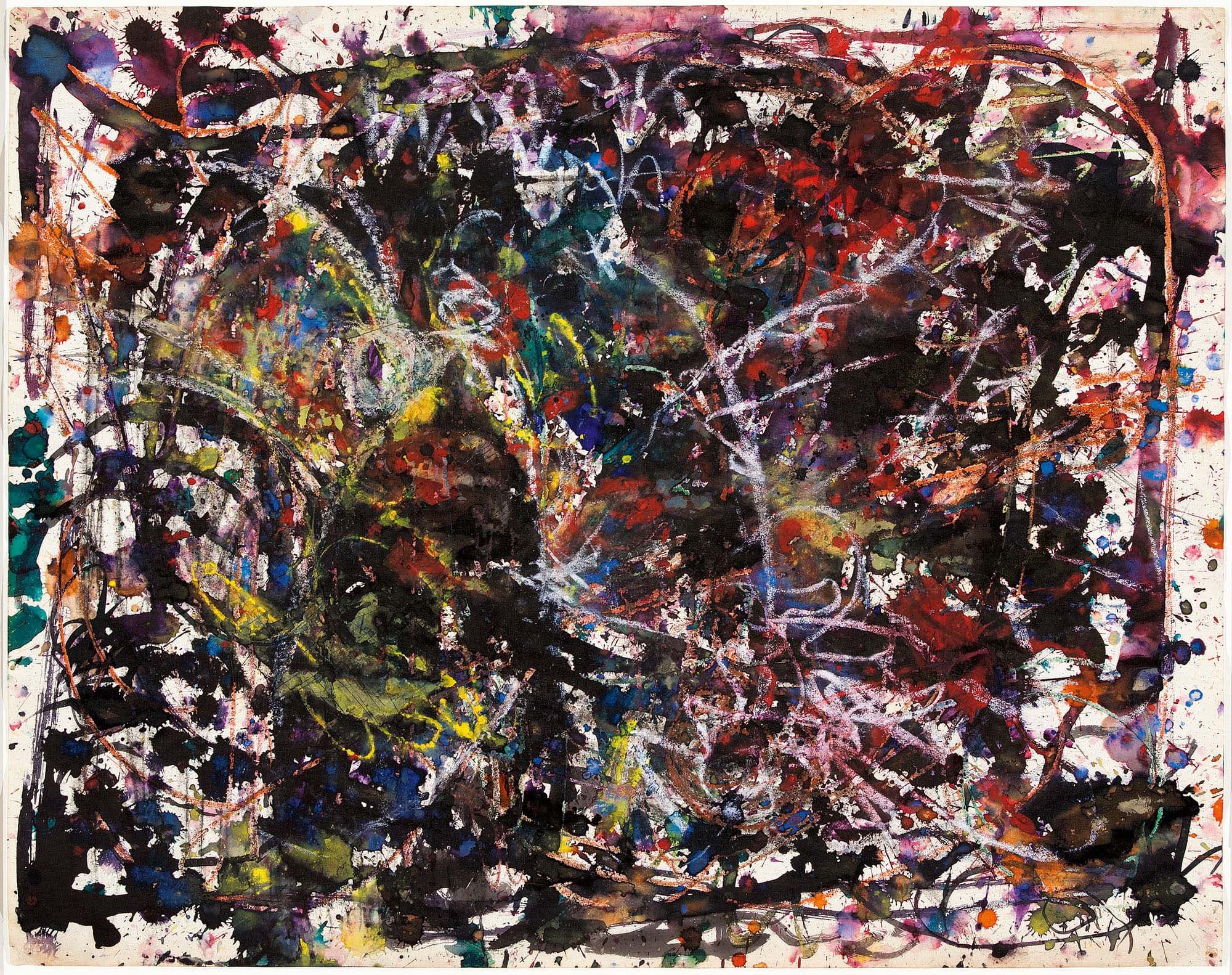 Calligraphic Apotheosis, 1940s, Gouache graphite, and ink on waxed paper
23 x 29 in. (58.4 x 73.7 cm)
– The Richard Pousette-Dart Foundation