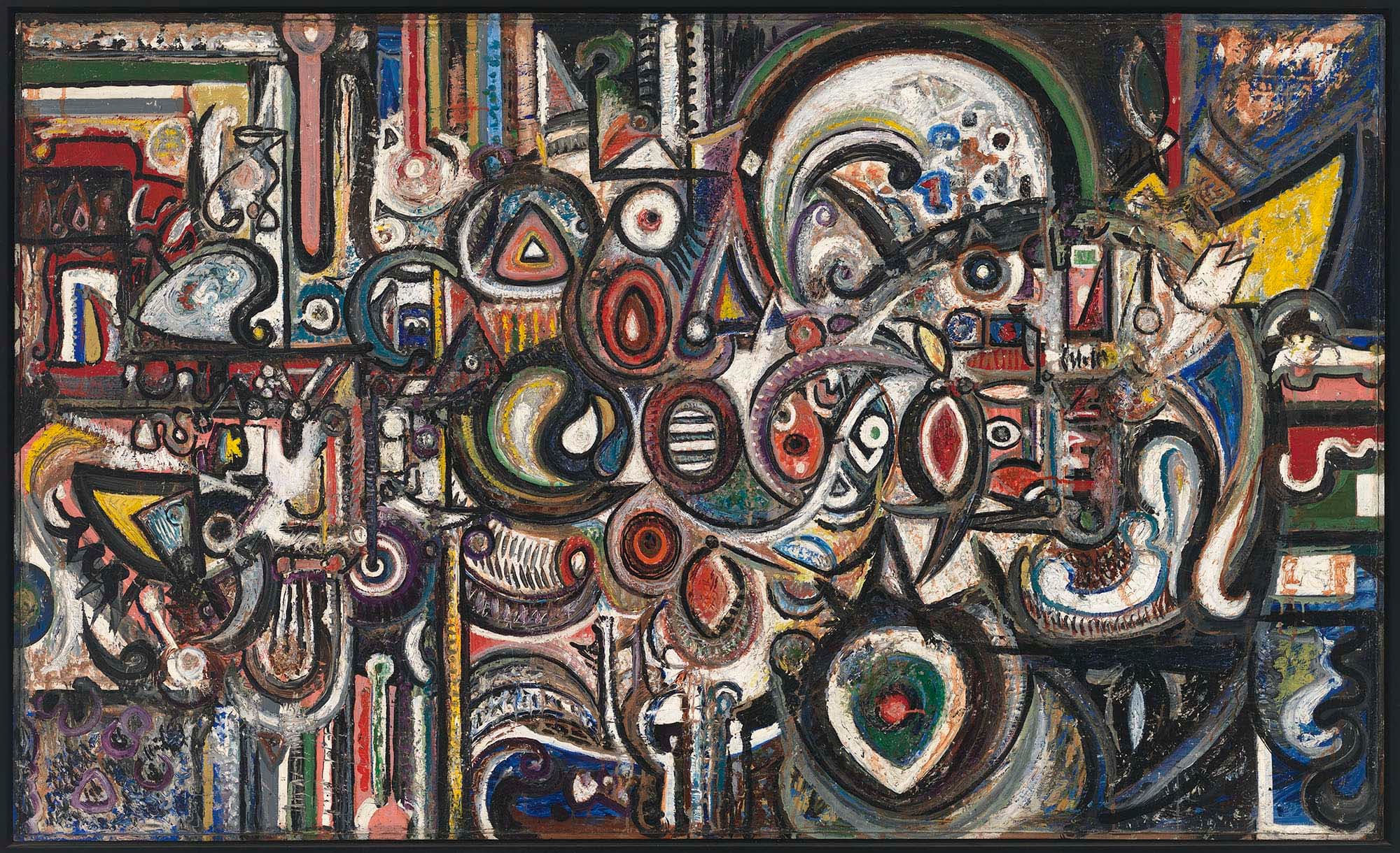 Within the Room, 1942, Oil on canvas, with wood frame, 36 x 60 in. (91.4 x 152.4 cm)
Whitney Museum of American Art, New York, 50th Anniversary gift of the artist (2014.99)
– The Richard Pousette-Dart Foundation