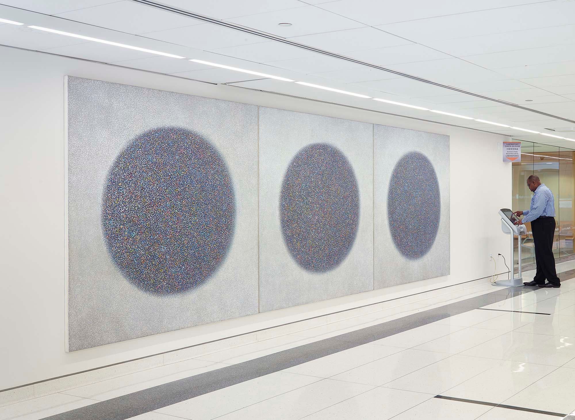 Presence, Healing Circles, 1973–74, Acrylic on canvas, 84 x 252 in. (213.4 x 640.1 cm)
North Central Bronx Hospital in Coorperation with New York State Facilities and Development Corporation
– The Richard Pousette-Dart Foundation